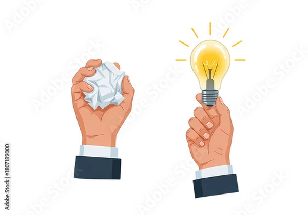 Fototapeta Innovative idea concept, from failure to bright idea