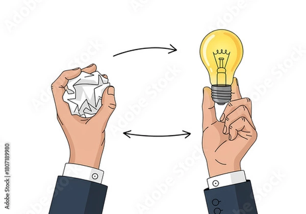 Fototapeta New idea emerges after failure, turning frustration