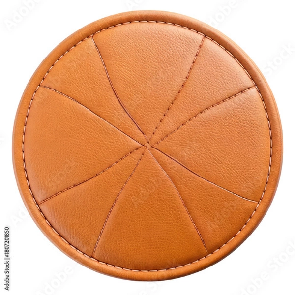 Obraz Round, stitched, leather coaster with radiating seams