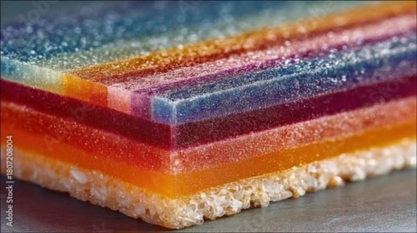 Fototapeta Close-up of colorful layered jelly dessert
