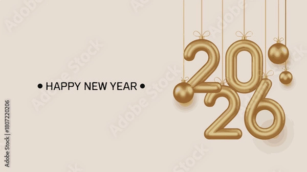 Fototapeta New year greeting card with a decorated Christmas tree vector illustration