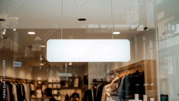 Obraz Blank white shop sign with no text in background