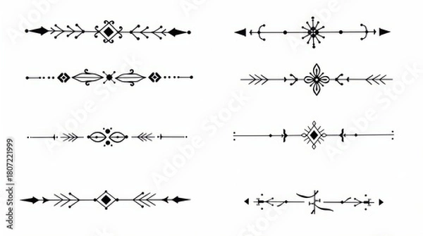 Fototapeta Bohemian hand drawn decorative dividers and page breaks vector