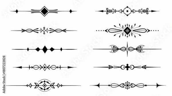 Fototapeta Elegant decorative horizontal line dividers set for graphic design