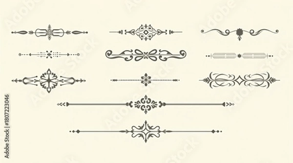 Fototapeta Classic ornamental horizontal page dividers and text flourishes
