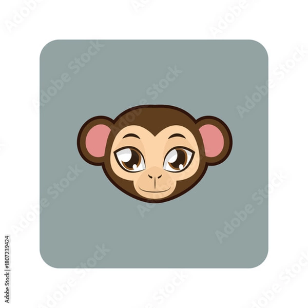 Obraz Adorable cartoon monkey face with big, expressive eyes and a playful demeanor, ideal for children's themes
