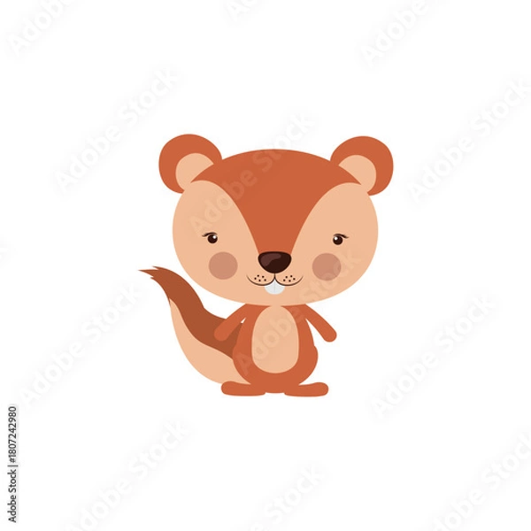 Fototapeta Adorable illustrated squirrel character with a friendly demeanor, embodying a charming woodland animal concept