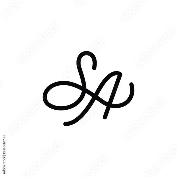 Obraz Elegant SA Cursive Monogram Logo