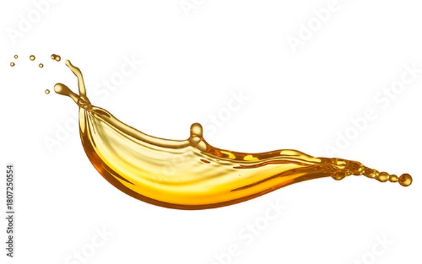 Fototapeta Golden oil splash isolated on white background
