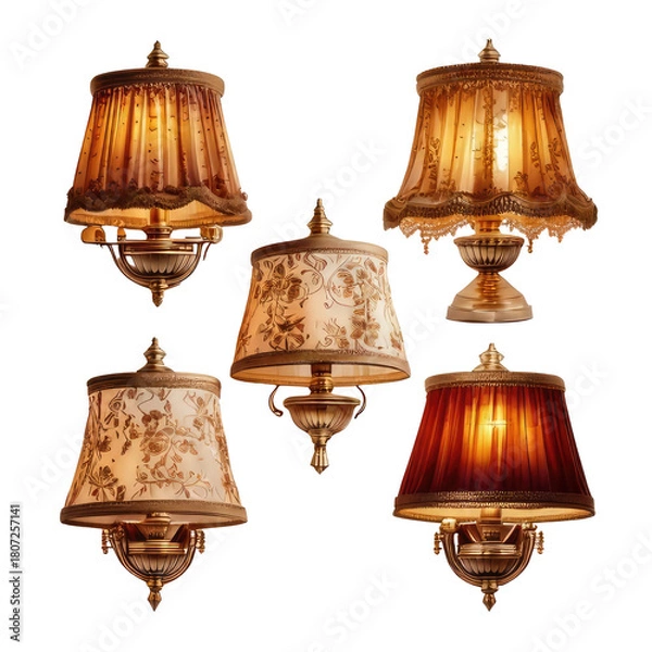 Obraz Five antique lamps glowing, with ornate shades