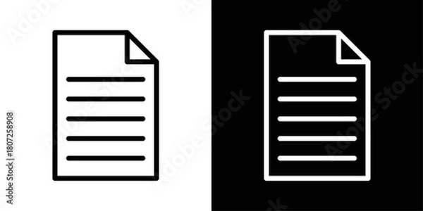 Fototapeta File icon in black and white stroke on background, suitable for documents, folders, data management, and UI interfaces.