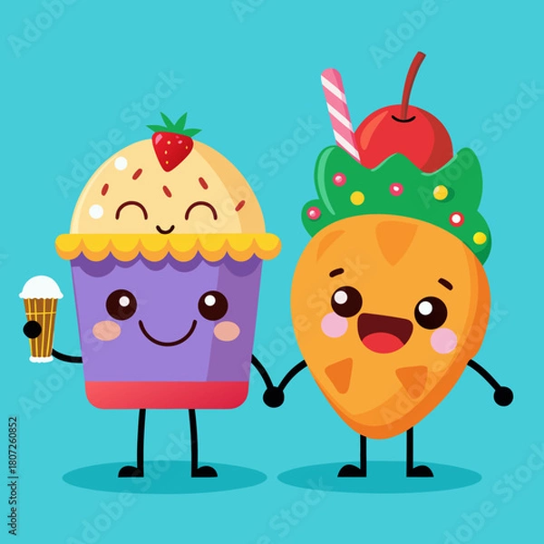 Obraz cute smiling snack icons.