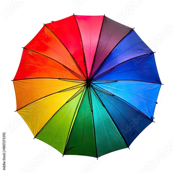 Obraz Overhead shot of a vibrant, rainbow-colored umbrella
