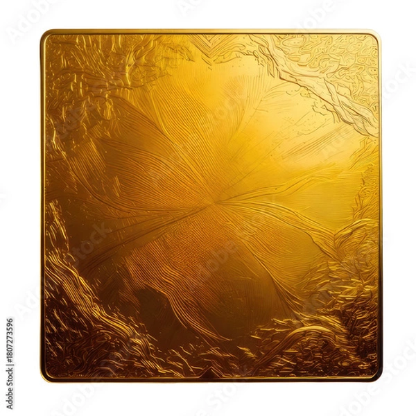 Obraz Square gold plaque with carved organic textures