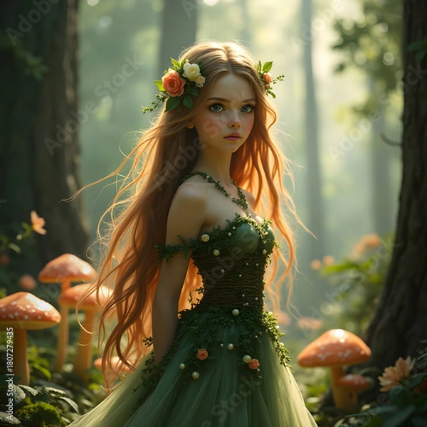 Obraz little maid in the fly agaric woods