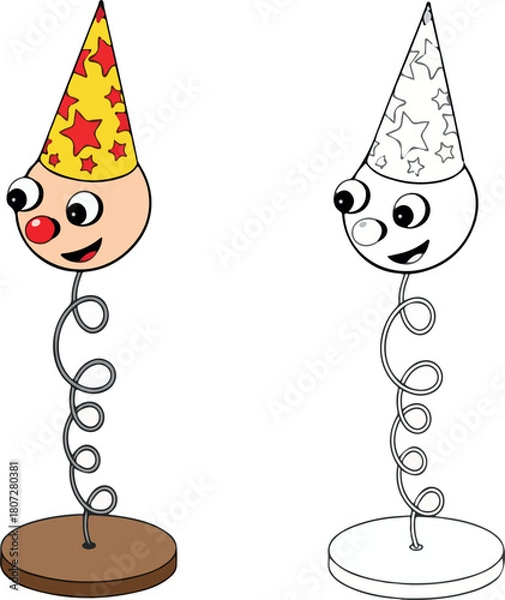 Obraz Jack-in-the-Box Cartoon Illustration | Playful Toy Vector Image for Children's Books, Coloring Pages, and Educational Materials