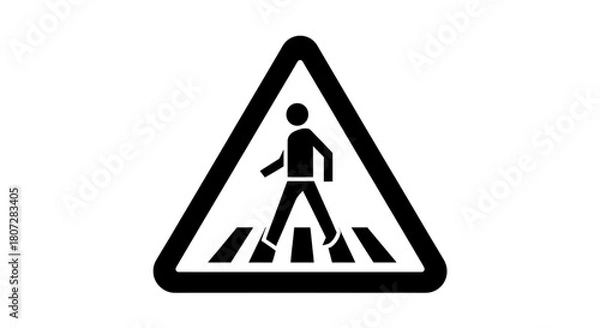 Fototapeta Pedestrian crossing sign simple flat vector icon isolated on white background for web and mobile design
