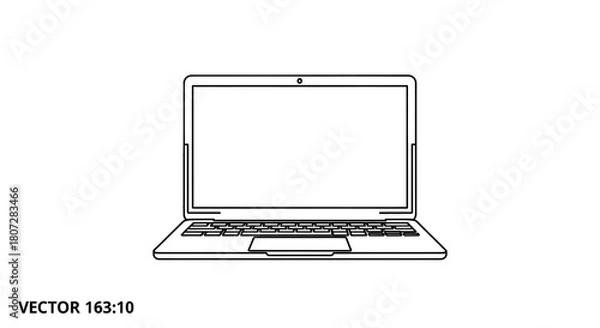 Fototapeta Laptop vector illustration minimalist line art design isolated on white background for web and app design