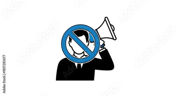 Fototapeta No megaphone icon prohibition of loudspeaker vector illustration for silent zone and noise restriction isolated on white background