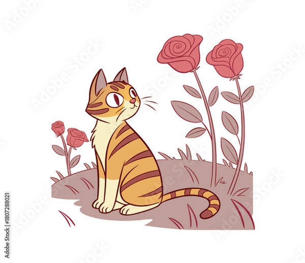 Obraz cat and flowers