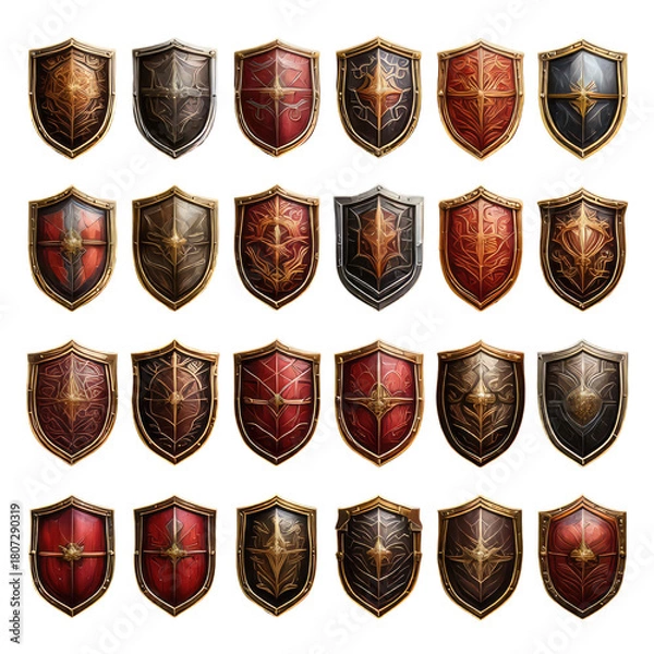 Obraz Collection of ornate, detailed, fantasy shields