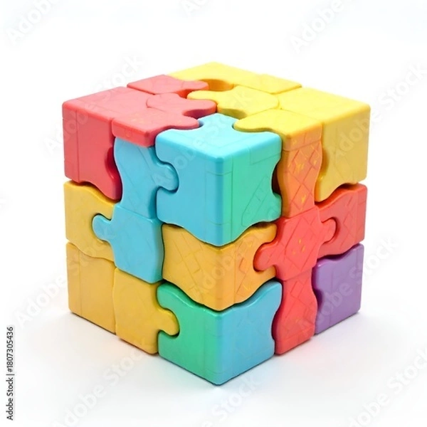 Obraz illustration of a puzzle concept with vibrant design, colorful interlocking pieces.