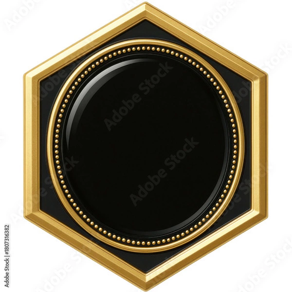 Fototapeta Hexagon gold-outlined badge