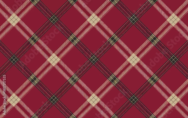 Obraz Classic burgundy plaid fabric seamless pattern, diagonal lines