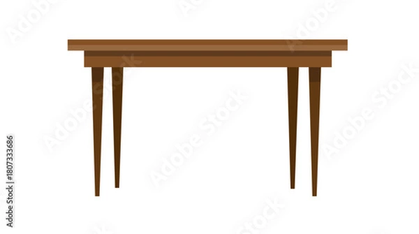 Fototapeta Simple Wooden Table Vector Illustration Set (Flat Design, Dining Table, Furniture Element)