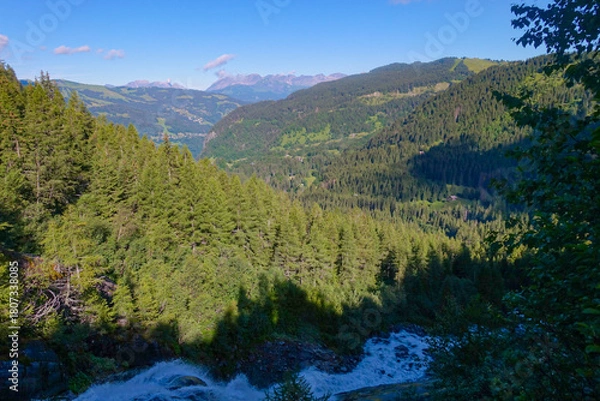 Obraz Alpine Stream Flowing Through the Alps on a Summer Morning 