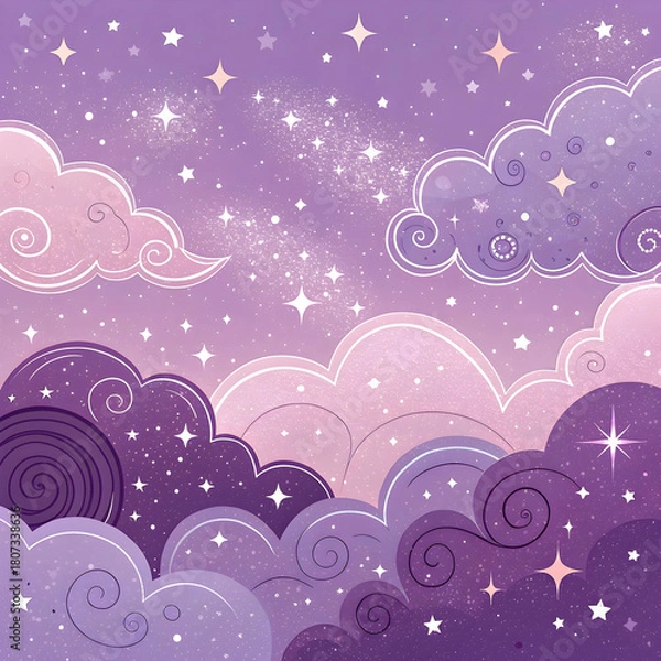 Fototapeta aesthetic dreamy background purple cloudy sky vector