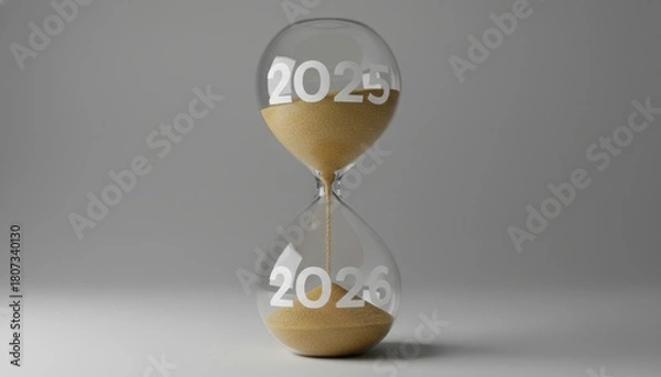 Fototapeta Futuristic Hourglass Sculpture with Dual Bulbs in a Minimal Grey Studio Timeless Geometric Art