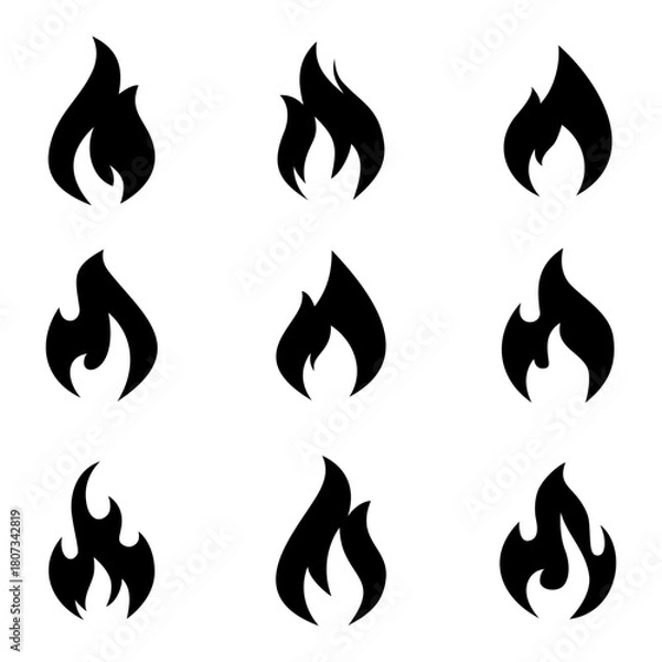 Obraz Set of Fire Flame icon vector
