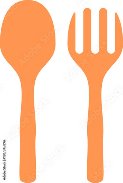 Obraz Spoon and fork flat illustration