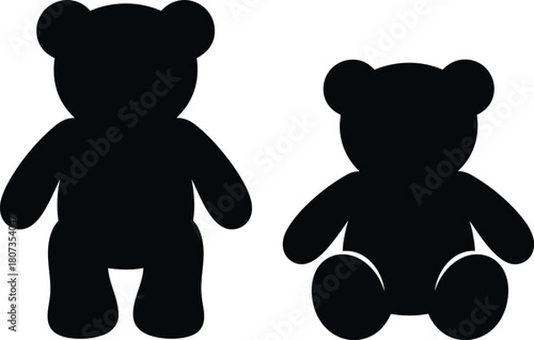 Fototapeta Two black teddy bear silhouettes facing left