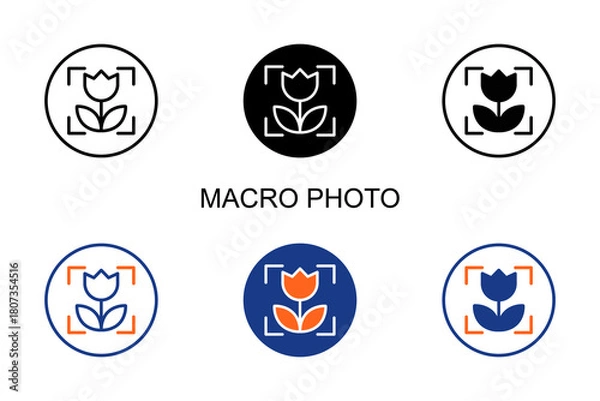 Fototapeta Macro Photo Icon Multi Style Vector Illustration