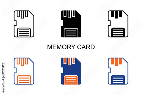 Fototapeta Memory Card Icon Multi Style Vector Illustration