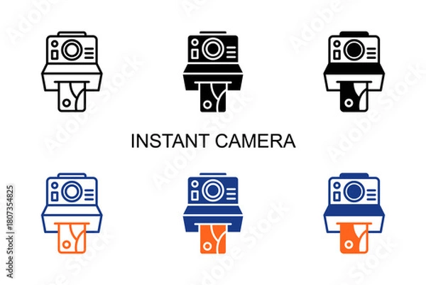 Obraz Instant Camera Icon Multi Style Vector Illustration