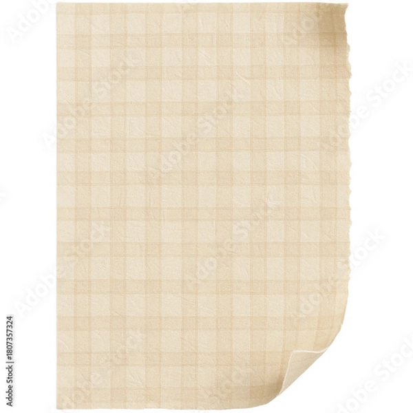 Fototapeta Cream checkered paper texture with soft rip