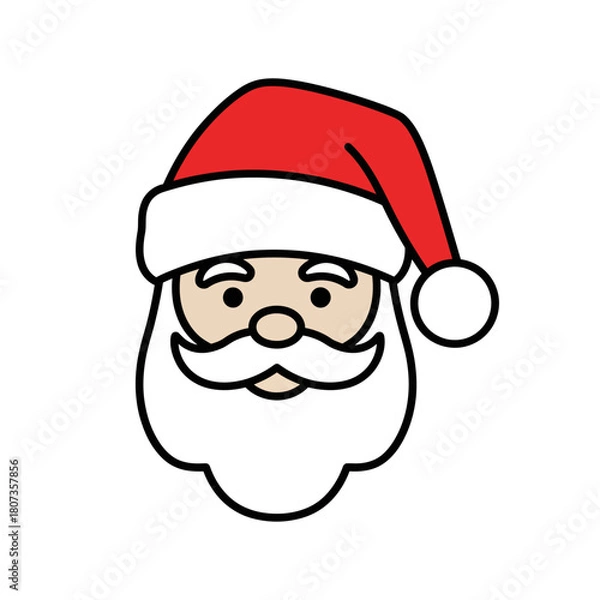 Fototapeta Santa Claus Face Icon Vector Simple Flat