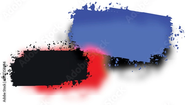 Fototapeta Abstract Paint Brush Strokes and Splatter Set Illustration, Grunge Texture, Red Black Blue
