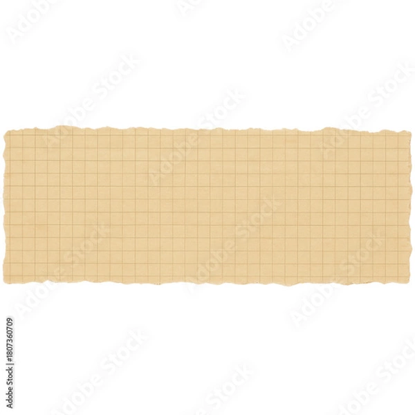 Fototapeta Horizontal torn kraft paper strip isolated on white