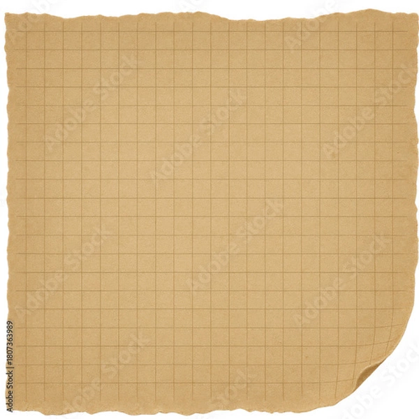 Fototapeta Brown gingham paper with soft tear on top edge