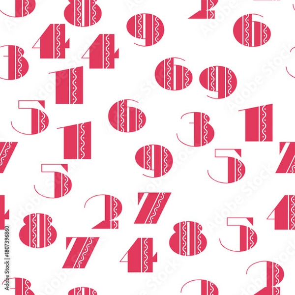 Fototapeta Seamless pattern with beautiful numbers. Algebra and geometry, calculations.