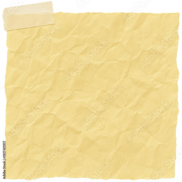 Fototapeta Golden yellow wrinkled paper with masking tape