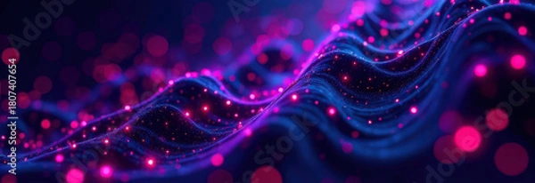 Obraz Abstract Neon Wave with Glowing Motion Lights