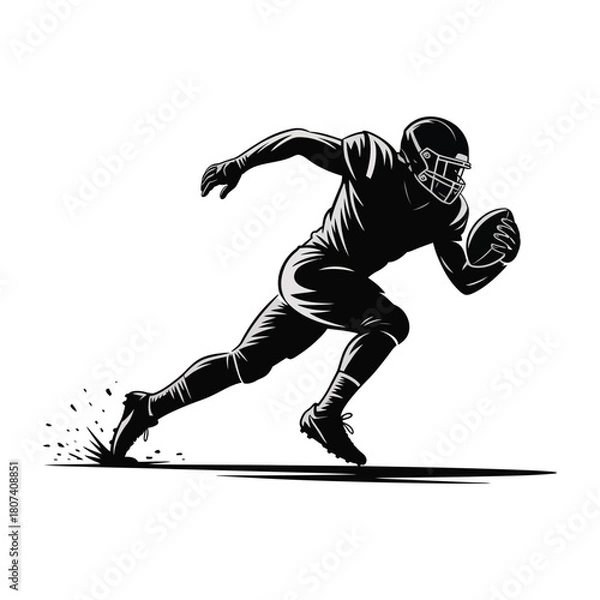 Fototapeta Rugby Player Silhouette Vector Sport Running Ball Game Athlete Action Competition Graphic Design Speed Movement Illustration Design