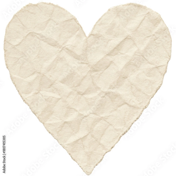 Obraz Heart shape wrinkled white paper isolated