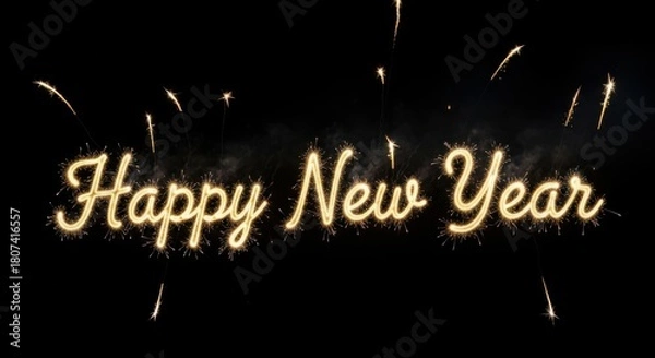 Obraz Happy new year" sparkler writing celebration greeting card design