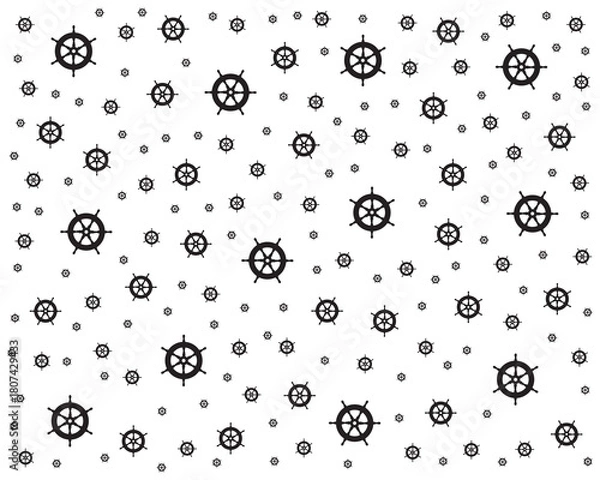 Fototapeta Seamless pattern with black silhouettes on a white background
